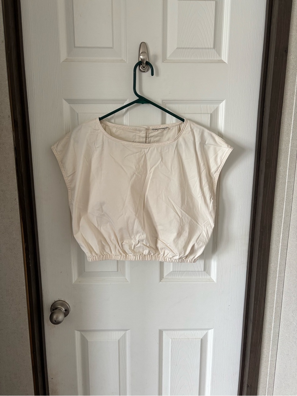 Everlane Cream Elastic-Hem Crop Top